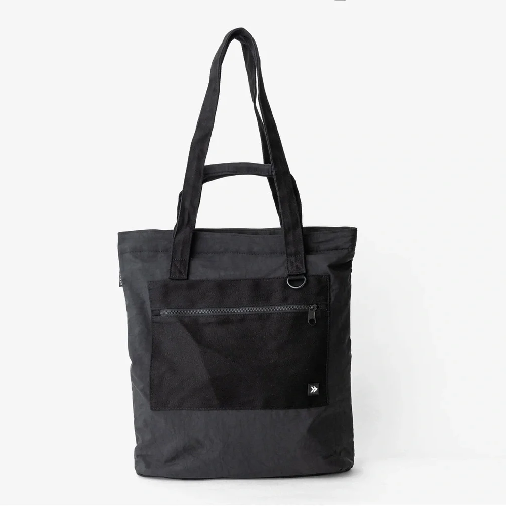 Black Women's Laptop Tote Bag with Front Zip Pocket